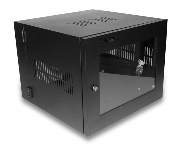 Gabinete de pared  8RU (40X60X51) Abatible puerta de vidrio Nacional-GAB-8RU-N
