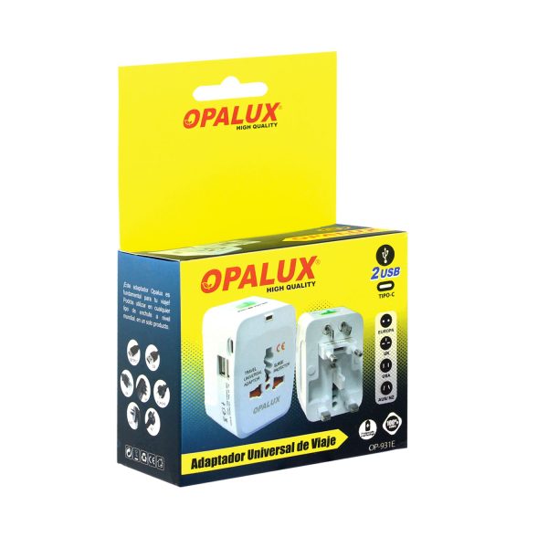 Adaptador universal viajero 2 entradas USB 125v 6A /250v 13A - OP-913E